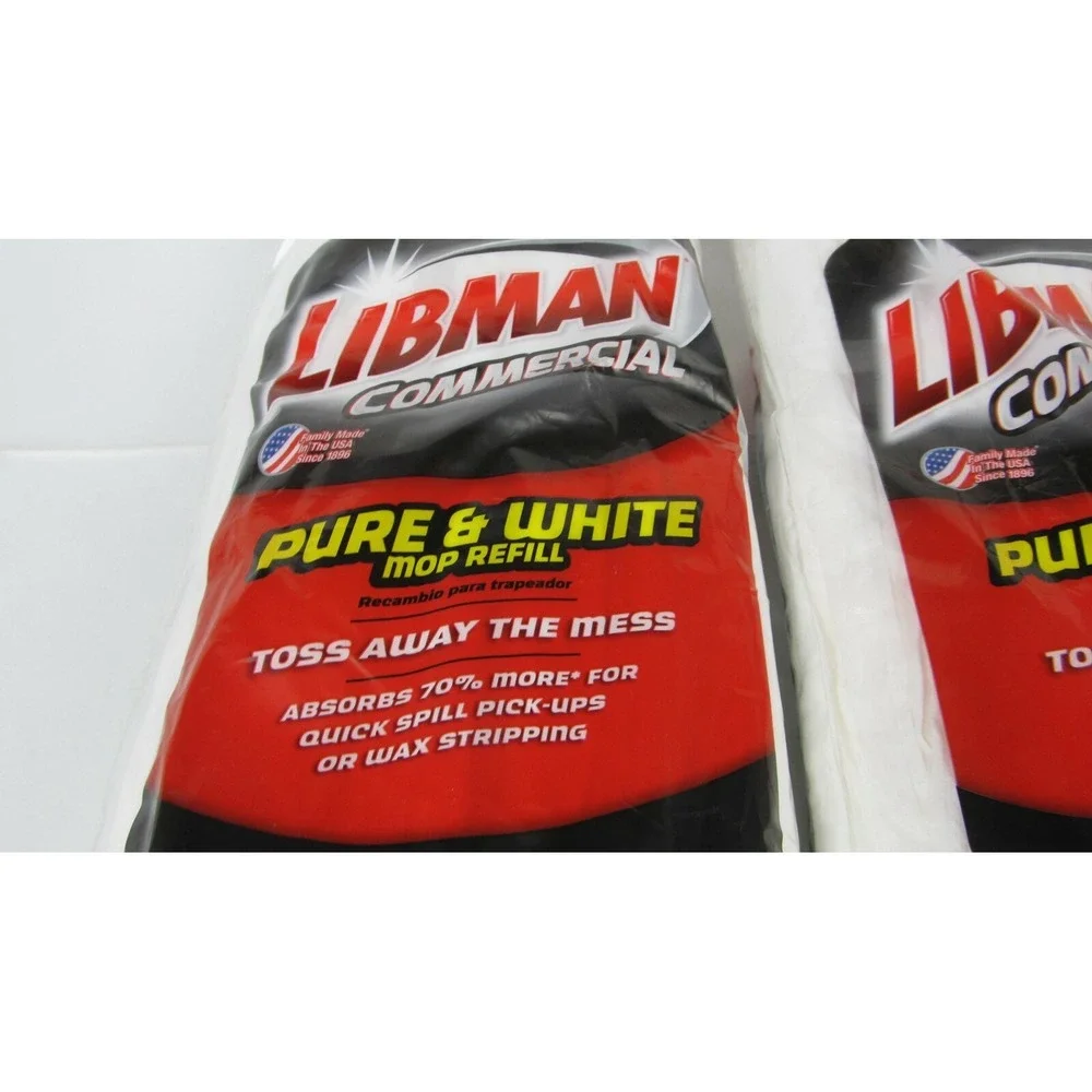 Libman Commercial Pure & White  Mop Head Lot of 2 New Sealed